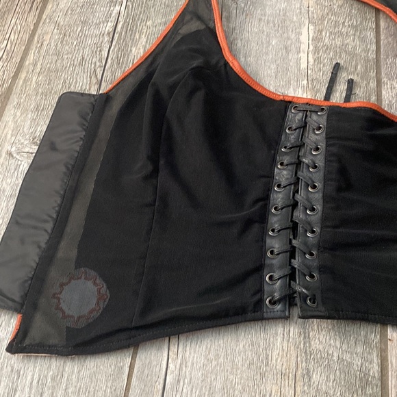 Genuine Vintage HARLEY DAVIDSON Leather Halter Vest M - Picture 9 of 11